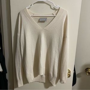 Everlane White Cashmere V Sweater